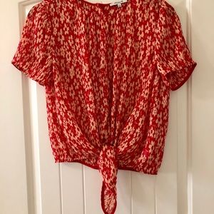 Madewell red floral tie top